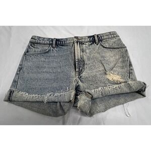 Wrangler High Rise Denim Shorts Acid Wash Distressed Cuffed Womens Size 25